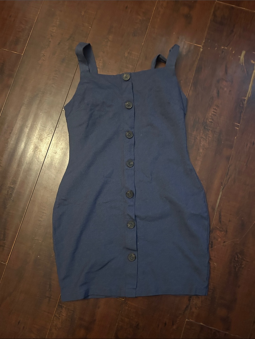 Others Follow Navy Button-Front Mini Dress